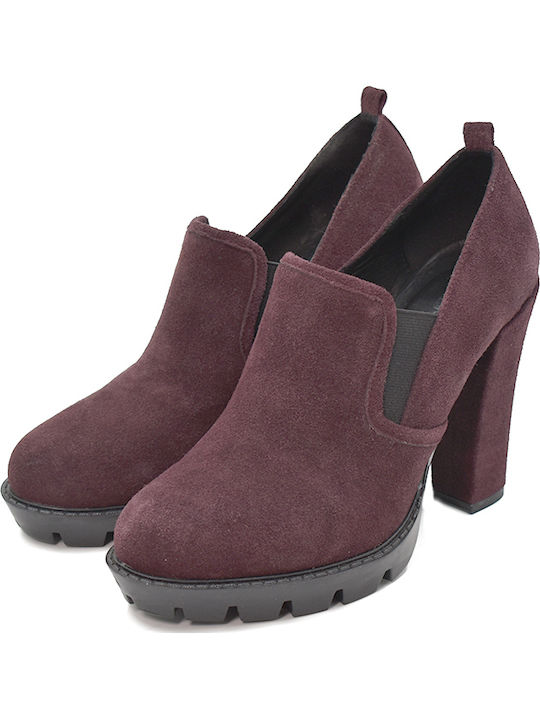 Wildleder Damen Chelsea Stiefeletten Lila