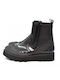 Leder Stiefeletten Damen Schwarz