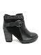 Leder Stiefeletten Damen Schwarz