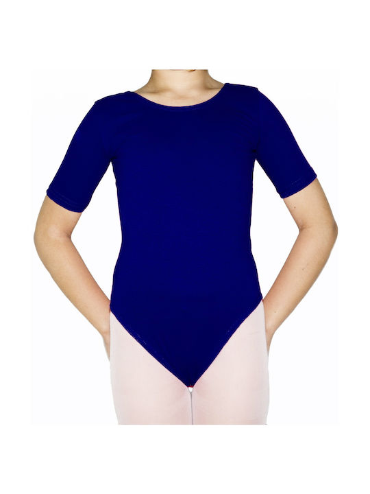 Kids' Short Sleeve Cotton Lycra Bodysuit Greek Blue