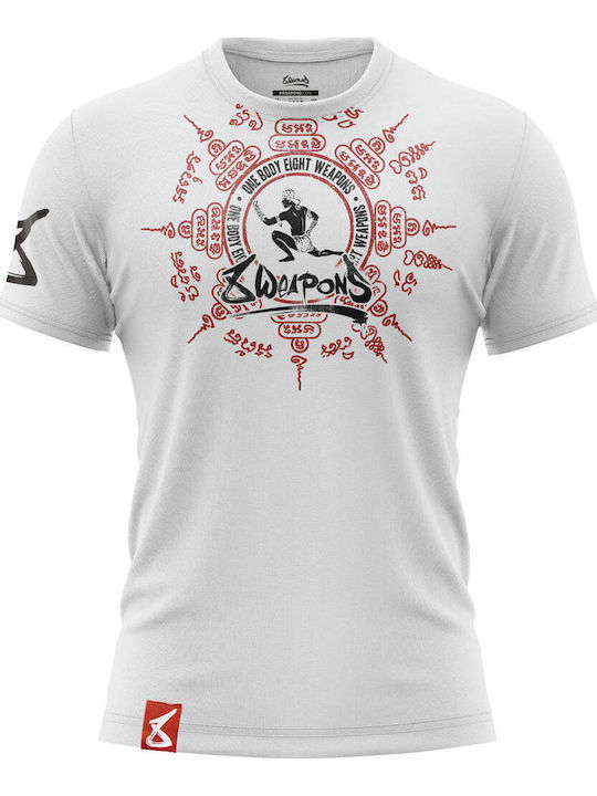 8 Weapons Herren Kurzärmlig T-Shirt 8010051 für Muay Thai Weiß