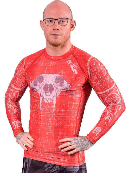 Okami Long Sleeve Shirt ORS119 for Jiu-Jitsu Red