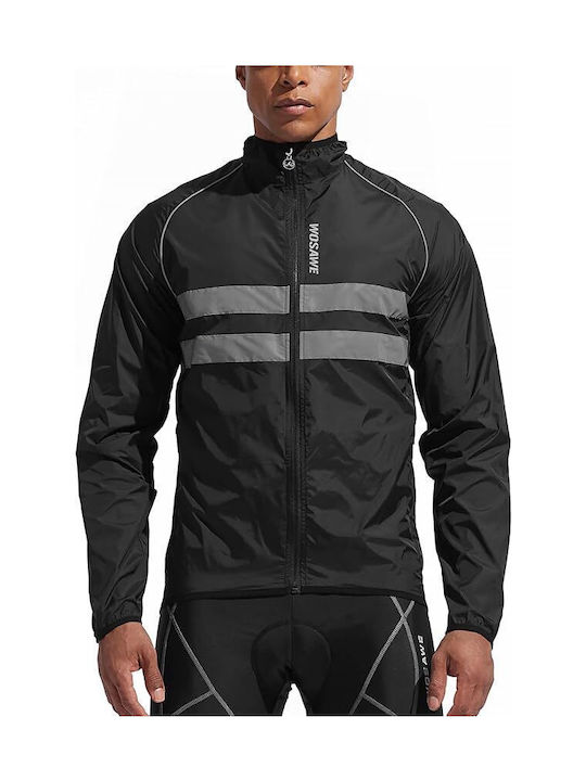 Wosawe Waterproof Cycling Windbreaker Jacket Long sleeve Black