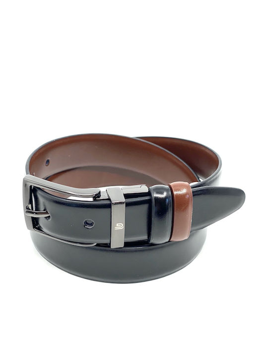 Herren Gürtel Leder Beidseitig Schwarz LGD-2038-DS ΜΑΥΡΟ ΜΕ ΚΑΦΕ