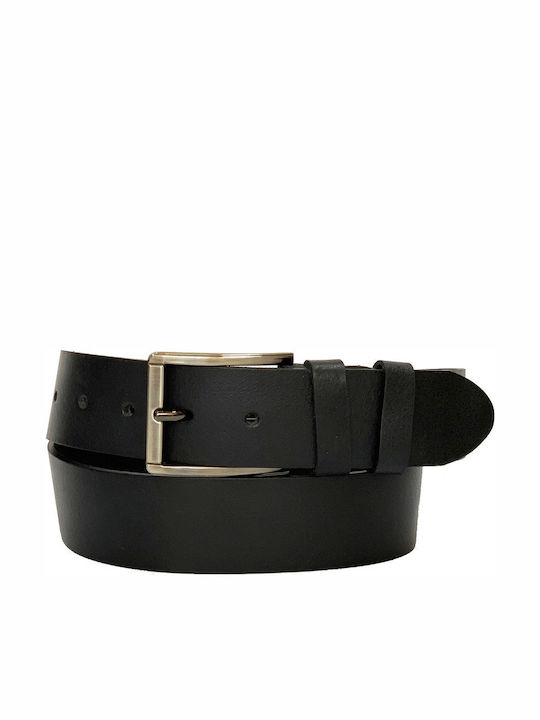 Wide Men's Belt Leather Black
