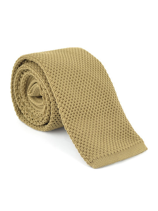 Monte Napoleone Men's Tie Synthetic Knitted Monochrome in Beige Color