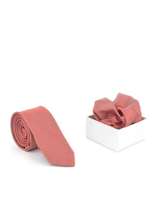 Eros Men's Tie Set Synthetic Monochrome in Red Color