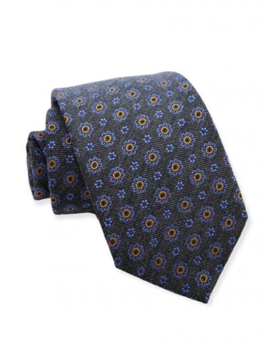 Gray Blue Mustard Silk Wool Tie 8cm