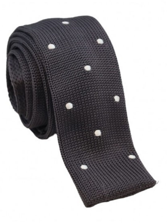 Knitted Grey Polka Dot Tie 5cm
