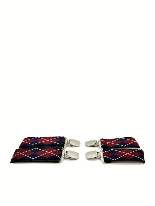 Suspenders Checked Blue Red White Details 3.5cm TR21