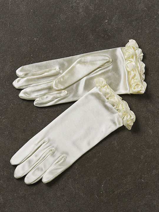 Bridal Gloves Fabric Flowers Ecru 1258 “9” Nv23-02-03800-003-ekrou