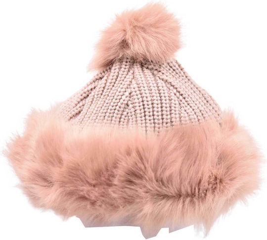 Pom Pom Beanie Beanie Knitted in Pink color