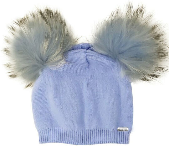 Pom Pom Beanie Frauen Beanie Gestrickt in Hellblau Farbe