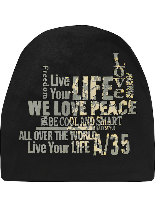 Beanie Unisex Σκούφος Πλεκτός σε Μαύρο χρώμα
