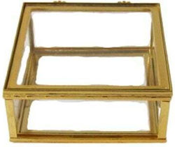 Gläsernes Metallisches Box 7x7x2,5cm Gold