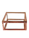 Glass Metal Box 7x7x2.5cm Pink Gold