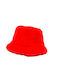 MARKOS LEATHER Frauen Pelzige Hut Eimer Rot