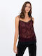 Women's Lingerie Top Checked Burgundy