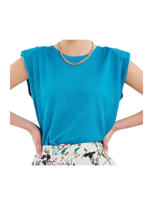 Women's Summer Blouse Short Sleeve Blue