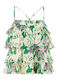 Damen Sommer Bluse Ärmellos Blumen Grün
