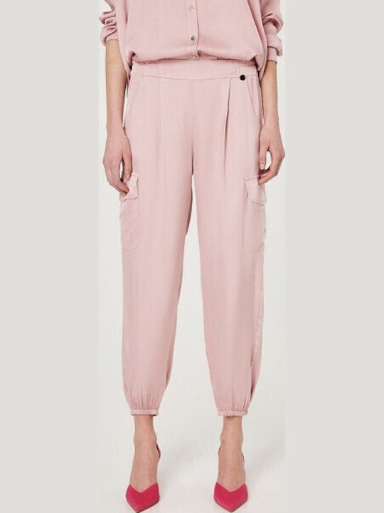 Dama Tesatura Pantaloni Cargo cu Elastic cu Croială Normală Pink