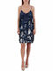 Avezzano Summer Mini Dress for Wedding and Christening Blue/Black