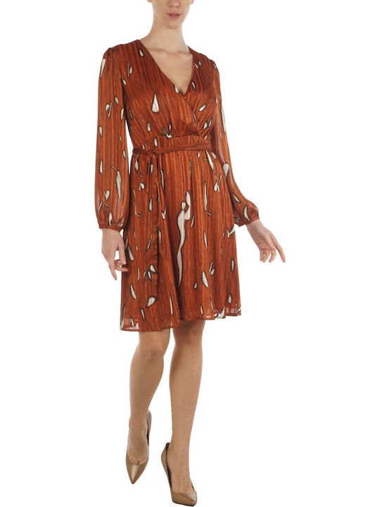 Mini Evening Dress Wrap Brown
