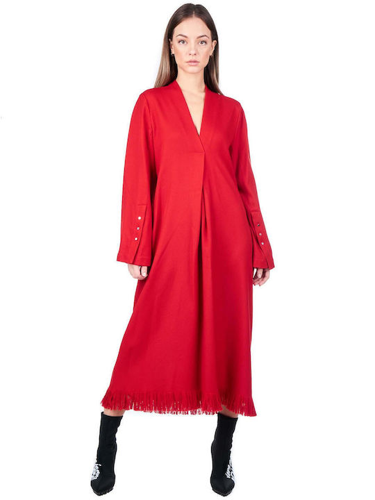 Midi Damenkleid Gestrickt Rote