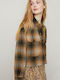 Cimelio Checkered Jacket Μακρυμάνικο Γυναικείο Πουκάμισο Καφέ Καρό