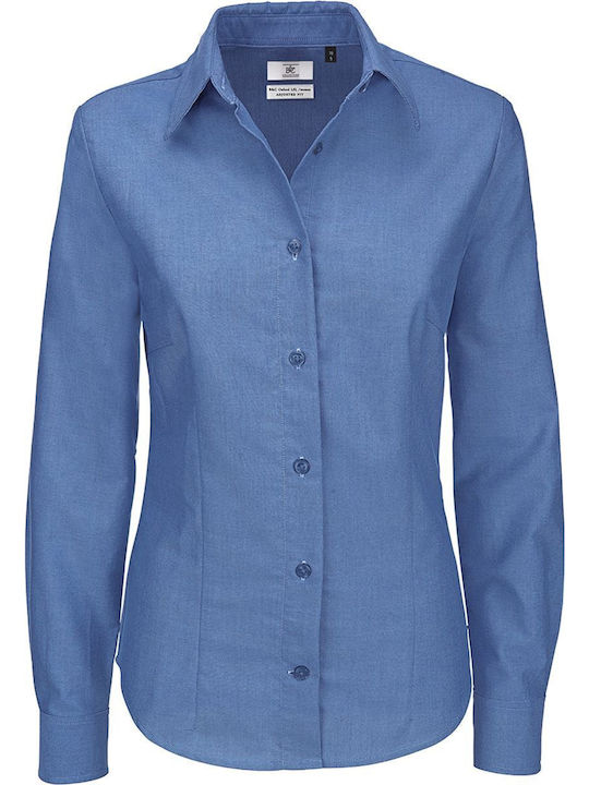 Langärmelig Damen Hemd Blue Chip Monochrom