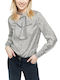 Langärmelig Damen Hemd White Polka Dot