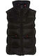 Women's Short Puffer Jacket for Spring or Autumn with Hood Black
