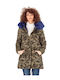 Lang Damen Parka Jacke mit pelziger Kapuze für Winter Blue prk-37249 (armbl)