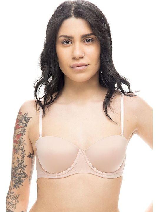 Women's Bra without Padding Underwire Beige
