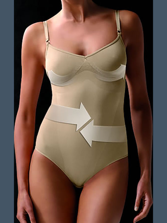 Controlbody Women's Full Body Shaping Bodysuit Straps-510117 Beige