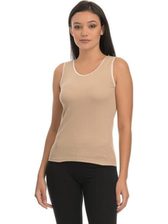 Di-Kei Baumwolle Damen T-Shirts Beige 2Pack