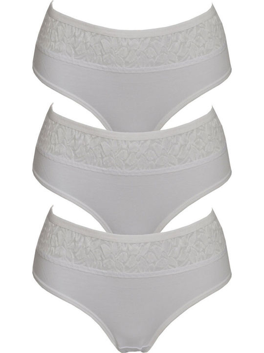Βαμβακερά Hohe Taille Damen Slip 3Pack White