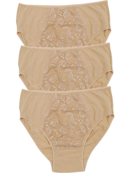 Hohe Taille Damen Slip 3Pack Beige