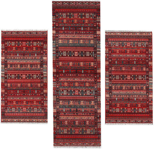 Balsan Oriental Kazak 722 Modern Bedroom Rugs Set Red P621616 3pcs
