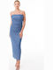Sophie Summer Midi Evening Dress Strapless Light Blue