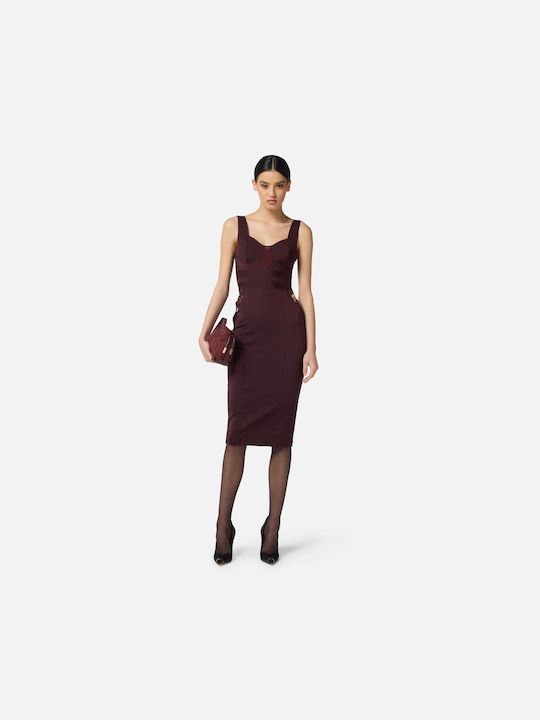 elisabetta franchi burgundy dress Elisabetta Franchi v-neck balloon-sleeve Dress | Red
