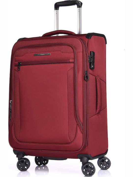 Verage Valiză Mare De Călătorie Din Material Textil Burgundy Cu 4 Roți Înălțime 80 Cm
