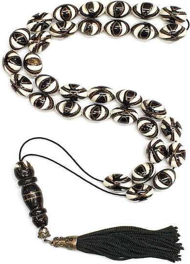 Roloi Komboloi Elephant Bone Worry Beads with 33 Beads Multicolour 47cm