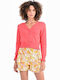 Long Women's Knitted Cardigan with Buttons Orange