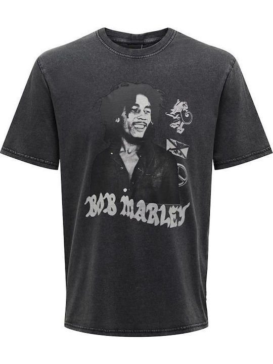 Bob Marley Tricou Vintage – Ediție Oversized Neagră True Fans