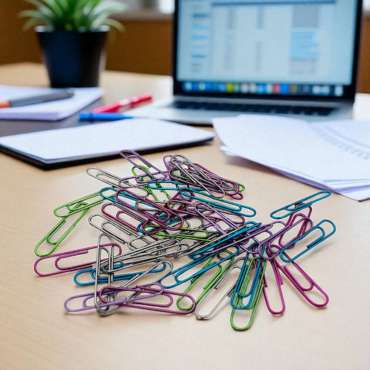 Metal Colored Paper Clips No.5 50mm 50 Pieces