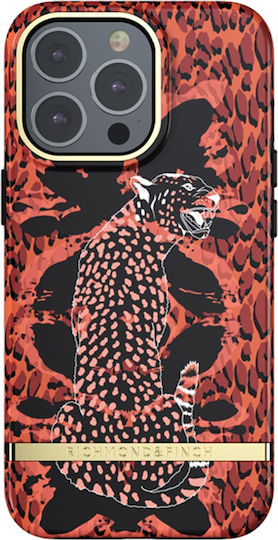 Richmond & Finch Handyhülle iPhone 13 Pro Antibakterielle Beschichtung Gepard Muster Rot Schwarz