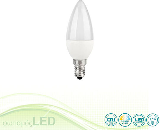 SoleLuce LED Bulb 5W for Socket E14 and Shape C37 Warm to Cool White