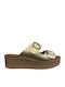 Anatomic Women's Leather Platform Wedge Sandals Gold