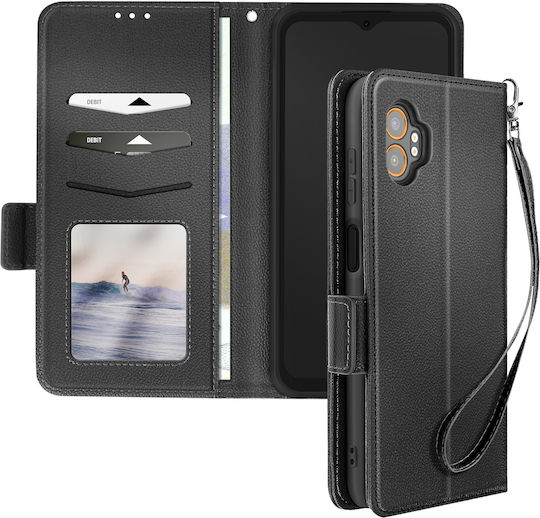 Avizar Klapphülle Galaxy Xcover 7 Pro Handgelenkriemen Brieftasche Halter Schwarz